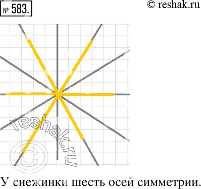 Изображение 583. Сколько осей симметрии у снежинки (см. с. 144)? Сделайте в тетради схематический рисунок и покажите оси симметрии...